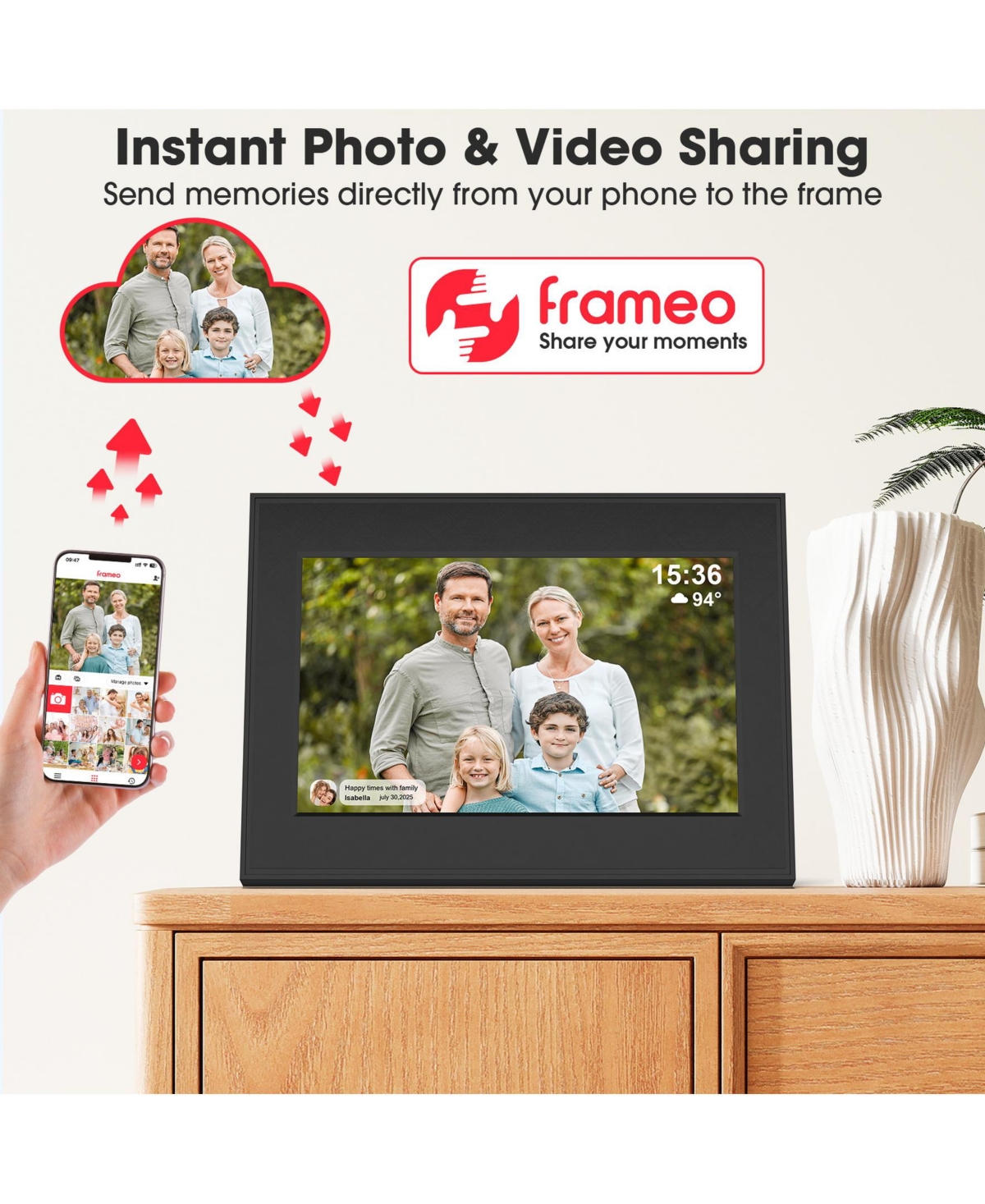 Sugift 10.1" WiFi Digital Picture Frame with Ips Touchscreen and 16GB Storage Auto Rotate Share Photos and Videos