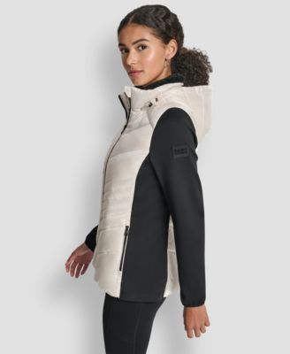 Women's Chevron Quilt Scuba Mix Collar Jacket