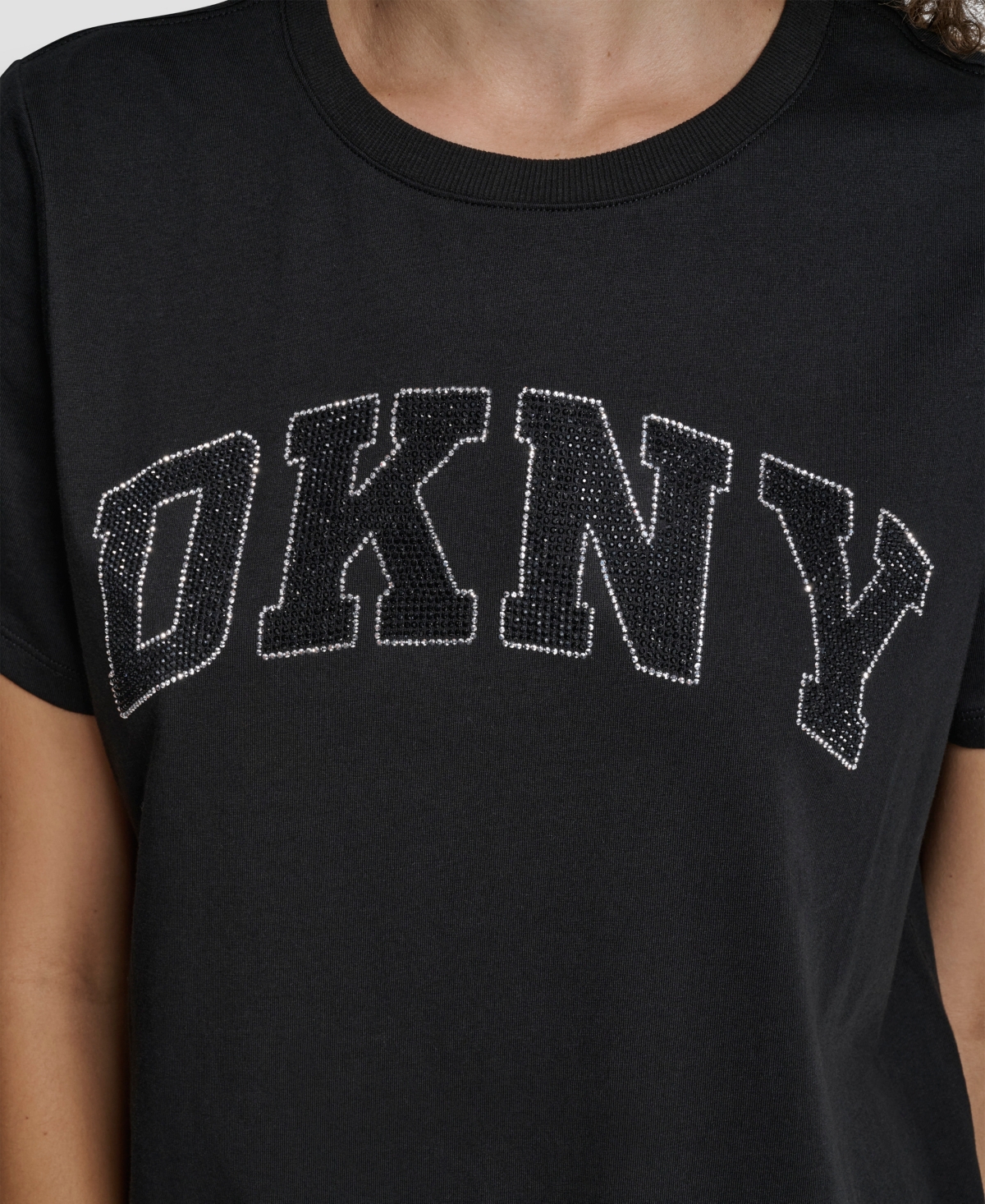 Dkny Women's Arched Exploded Rhinestone Crewneck T-Shirt