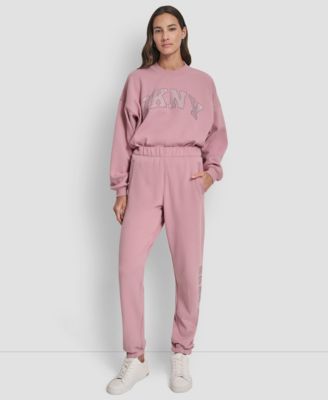 Women's Exploded Rhinestone Varsity Logo High Rise Relaxed Jogger