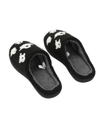 Men's Halloween Ghosts Black Slippers - L