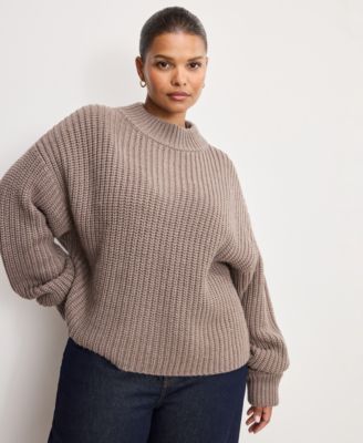 Women's Chunky Knit Mock Neck Sweater, Regular & Plus Size