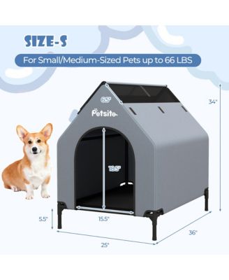 36'' Elevated Dog House for Small Breeds Large Pet House w/ Ventilated Windows