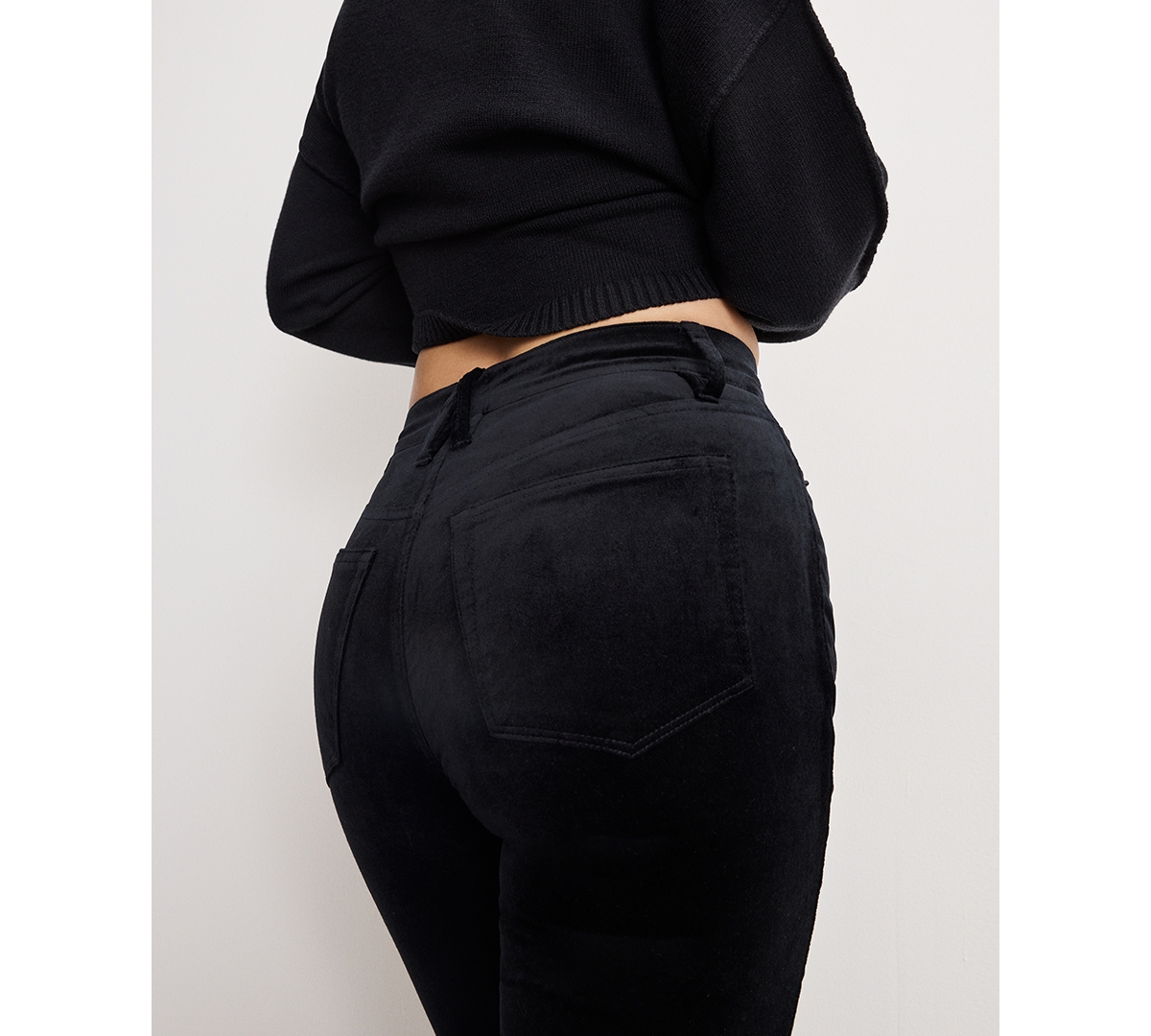 Good American Women's Velvet High Rise Kick Flare Pants In Black