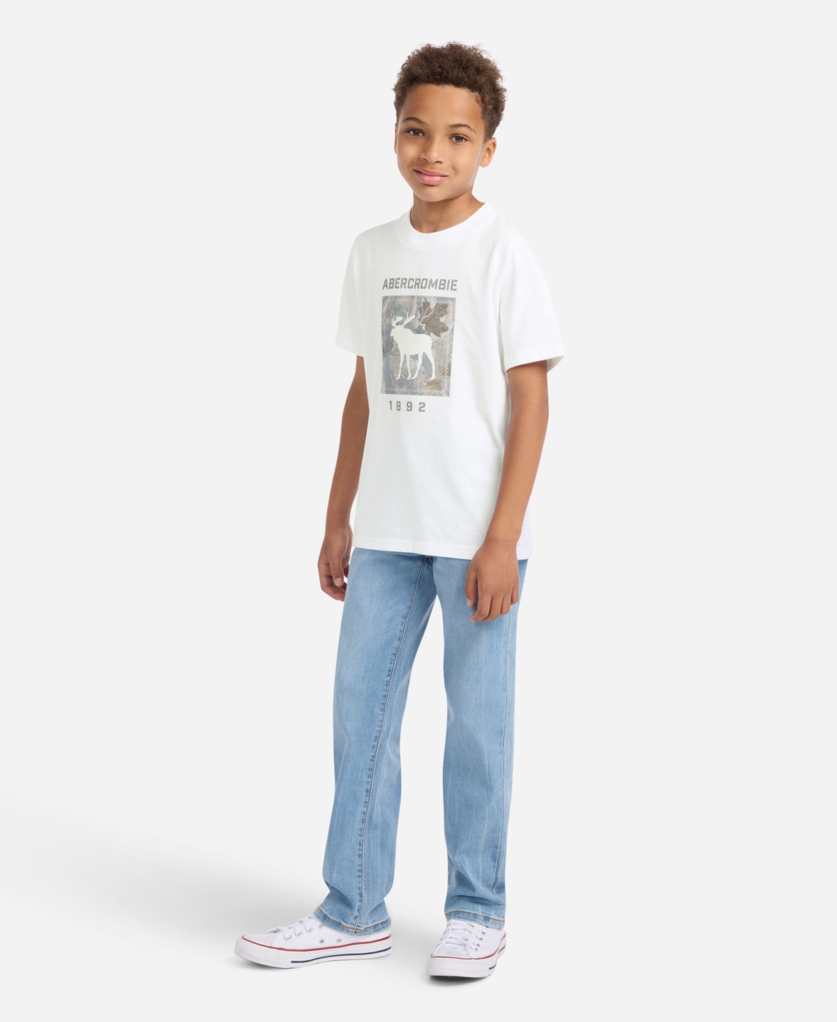 Abercrombie Boys 5-16 Camo Moose T-shirts In White