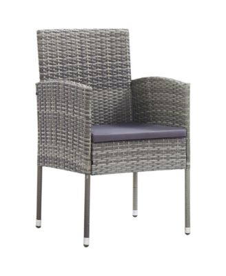 Patio Chairs with Dark Gray Cushions 2 pcs Gray Poly Rattan