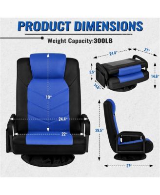 Reclining Swivel Floor Gaming Chair Black/ Red