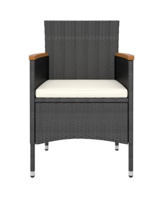 4 Piece Patio Chair and Stool Set Poly Rattan Black