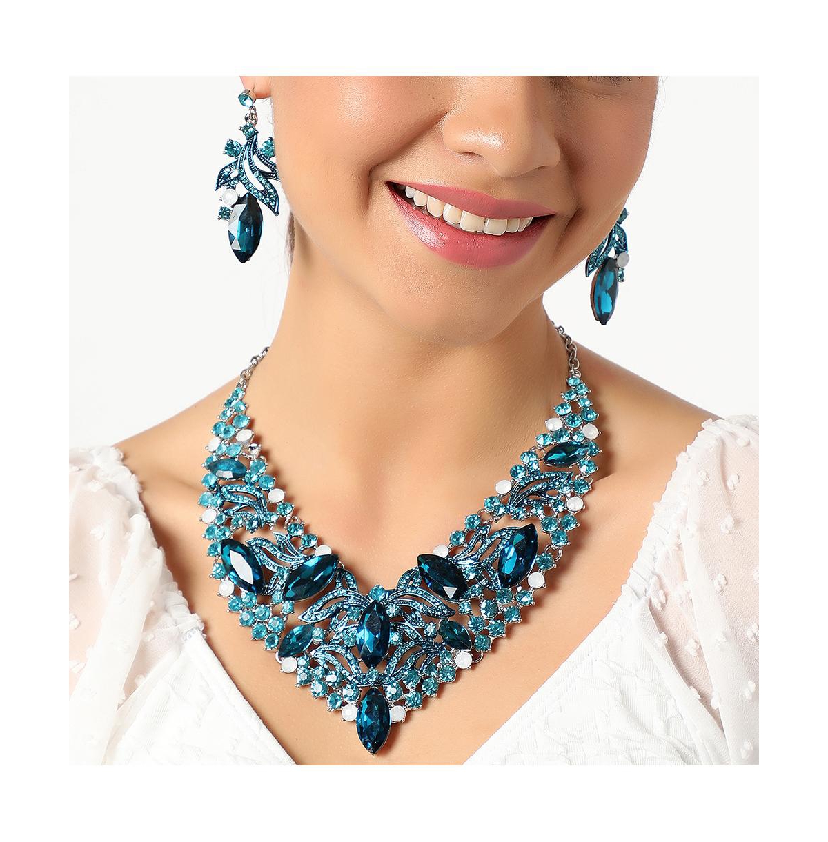 Sohi Rhinestones Jewellery Set In Green