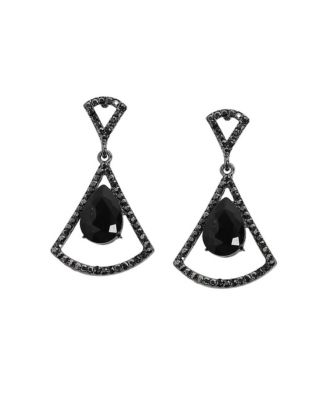 Stone Bow Drop Earrings