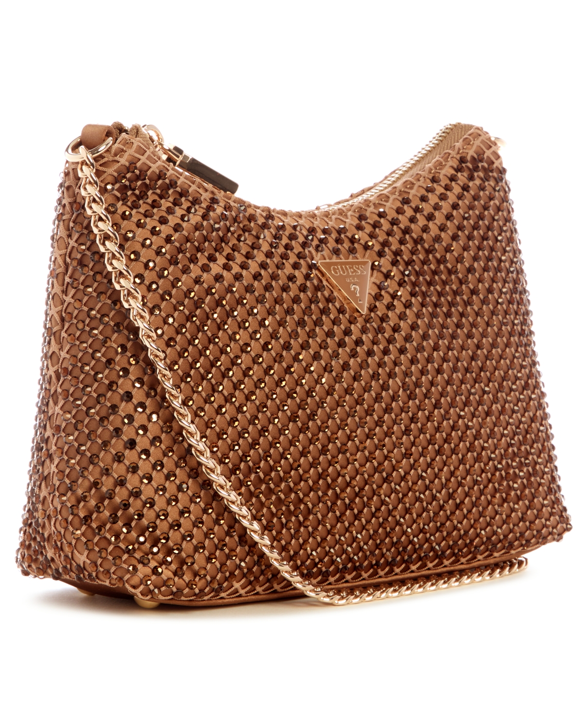 Guess Zalina Top Zip Shoulder Bag In Brown