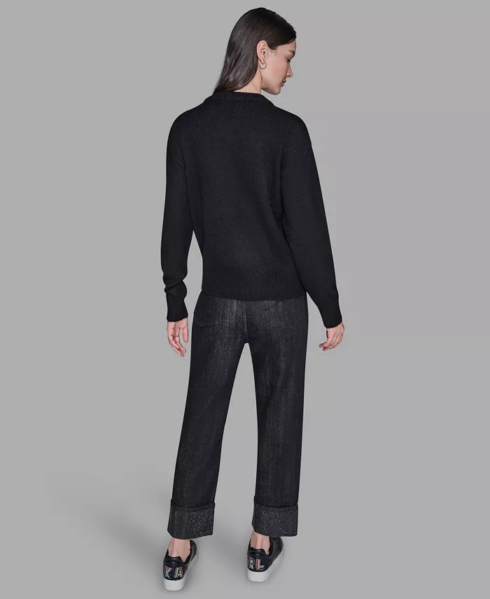 Women's Big Bow Applique Long Sleeve Sweater - thumbnail 10
