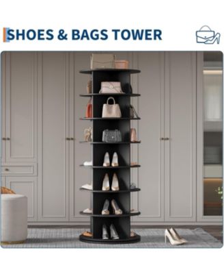 7 Tier Rotating Shoe Rack Tower,360°Revolving Free Standing Spinning Organizer,Vertical Spinning Shoes Display,Rotate Shoes Closet Organization