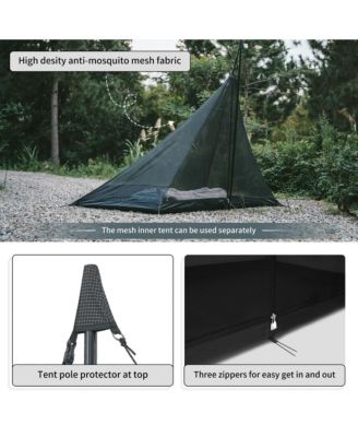 Ranch Fire Teepee Tent, 4 Season Hot Tent with Stove Jack, Windproof Waterproof Cold Weather Winter Tents for Camping
