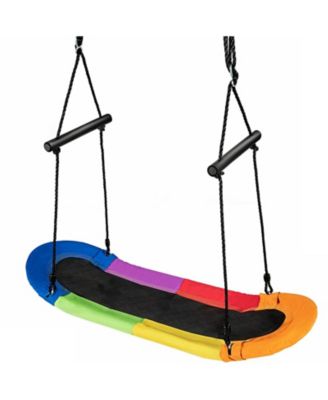 Saucer Tree Swing Surf Kids Outdoor Adjustable Oval Platform Set with Handle-Color