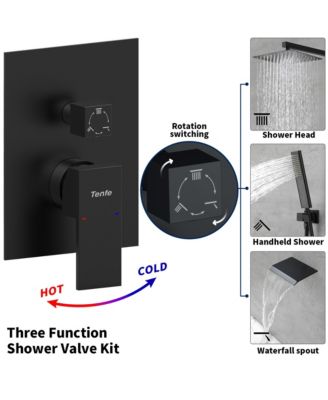 Wall Mount High Pressure 10&amp;#x22; Rain Shower Head and Handheld Spray with Tub Faucet and Valve
