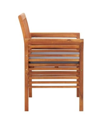 Patio Dining Chairs with Cushions 3 pcs Solid Acacia Wood