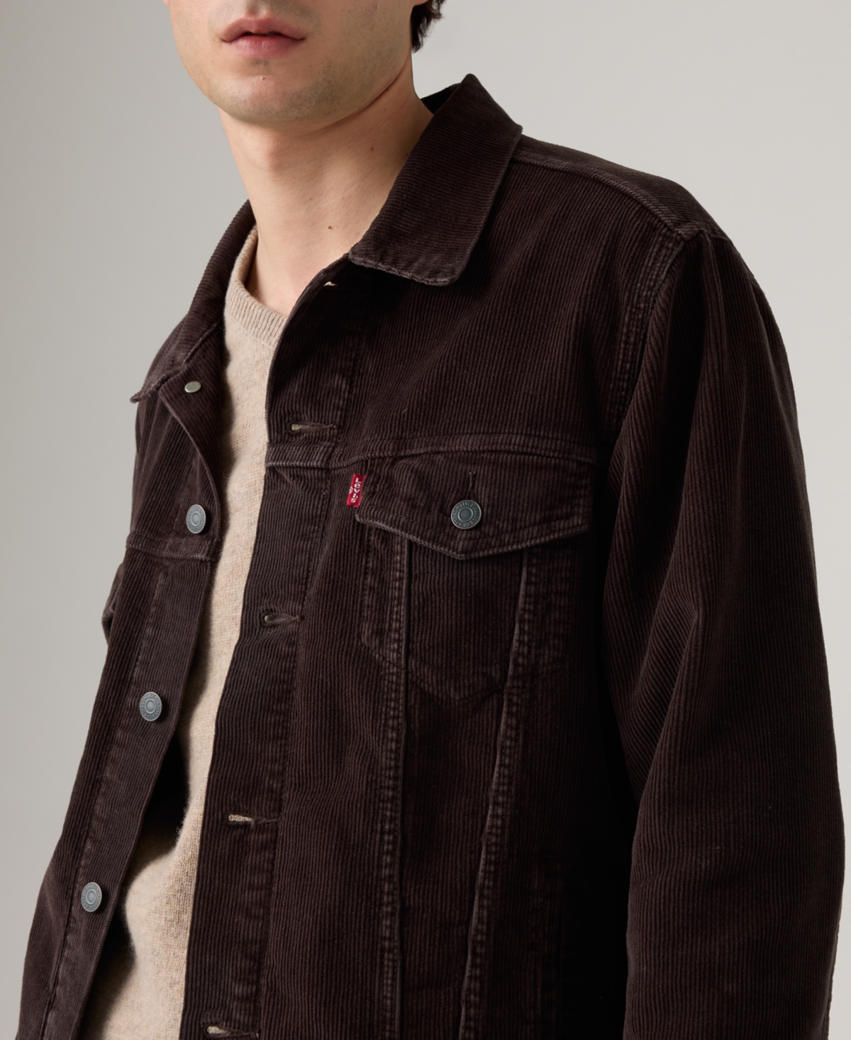 Levi's Men's Regular Fit Stretch Denim Trucker Jacket In Brown