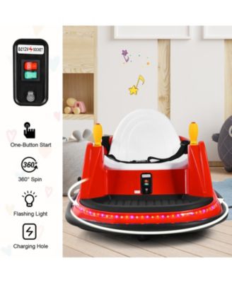 12V Electric Kids Ride On Bumper Car with Flashing Lights for Toddlers-Red