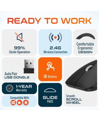 S10 Curved Ergonomic Wireless Mouse, 2.4GHz USB Mouse (DMERGS10-WB)