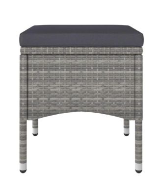 4 Piece Patio Chair and Stool Set Poly Rattan Gray