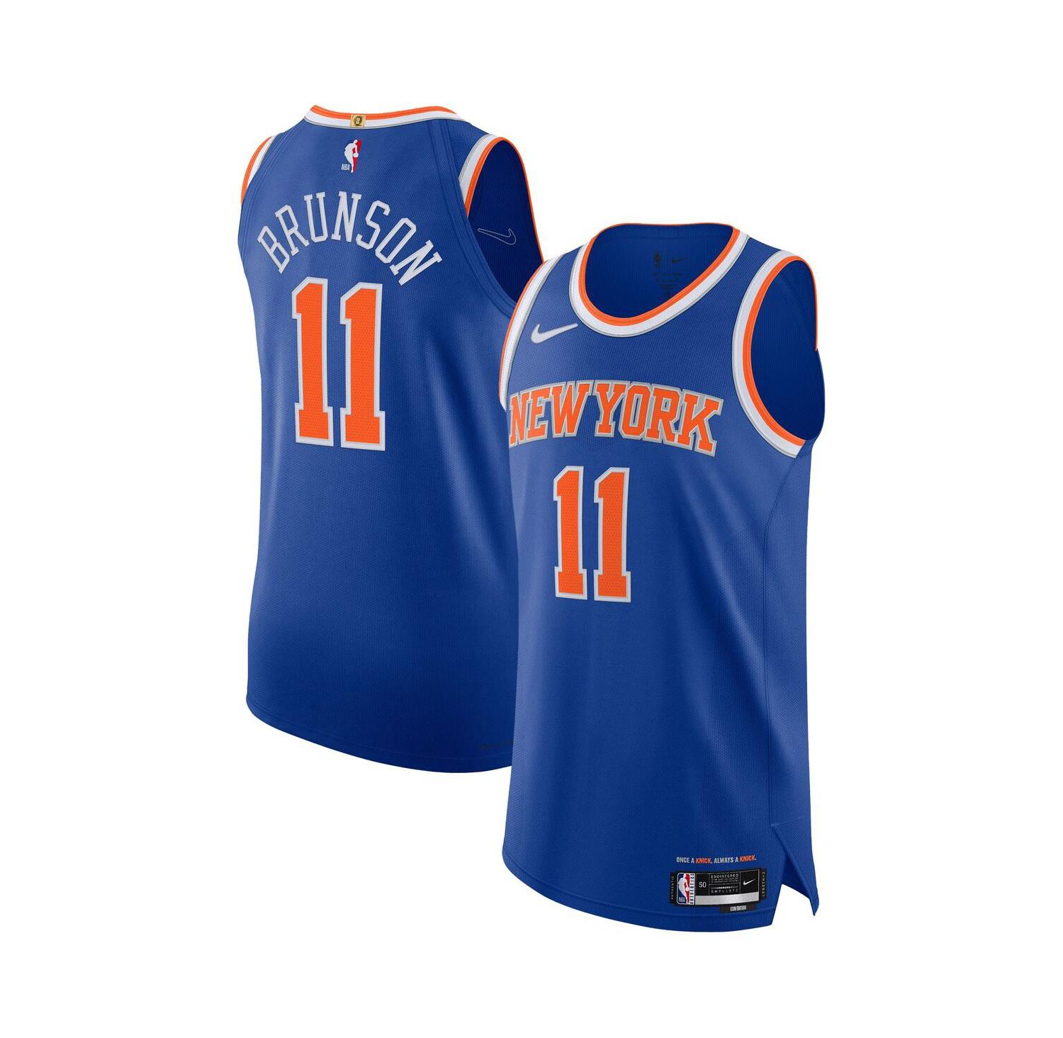 Men's Jalen Brunson Blue New York Knicks Authentic Player Icon Edition Jersey