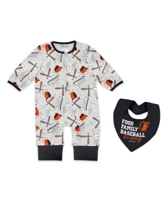 WEAR by Erin Andrews - Baby Boys and Girls Heather Gray Baltimore Orioles Sleep and Play Full-Zip Sleeper Bib Set