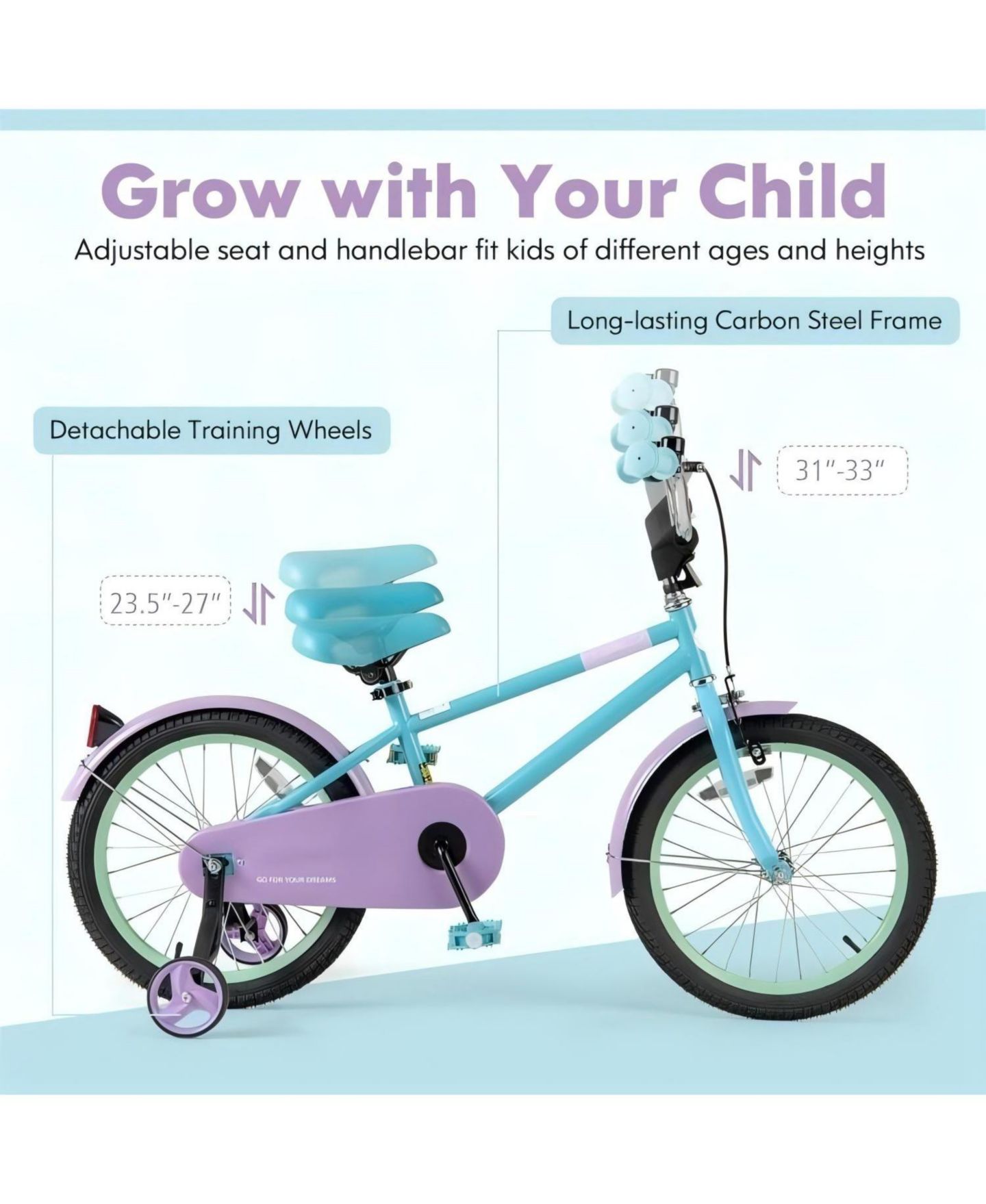 Детская игрушка HONGGE 18-Inch Steel Adjustable Dual-Brake Kids' Bike, Ages 3-10, цвет: Синий — фото 9