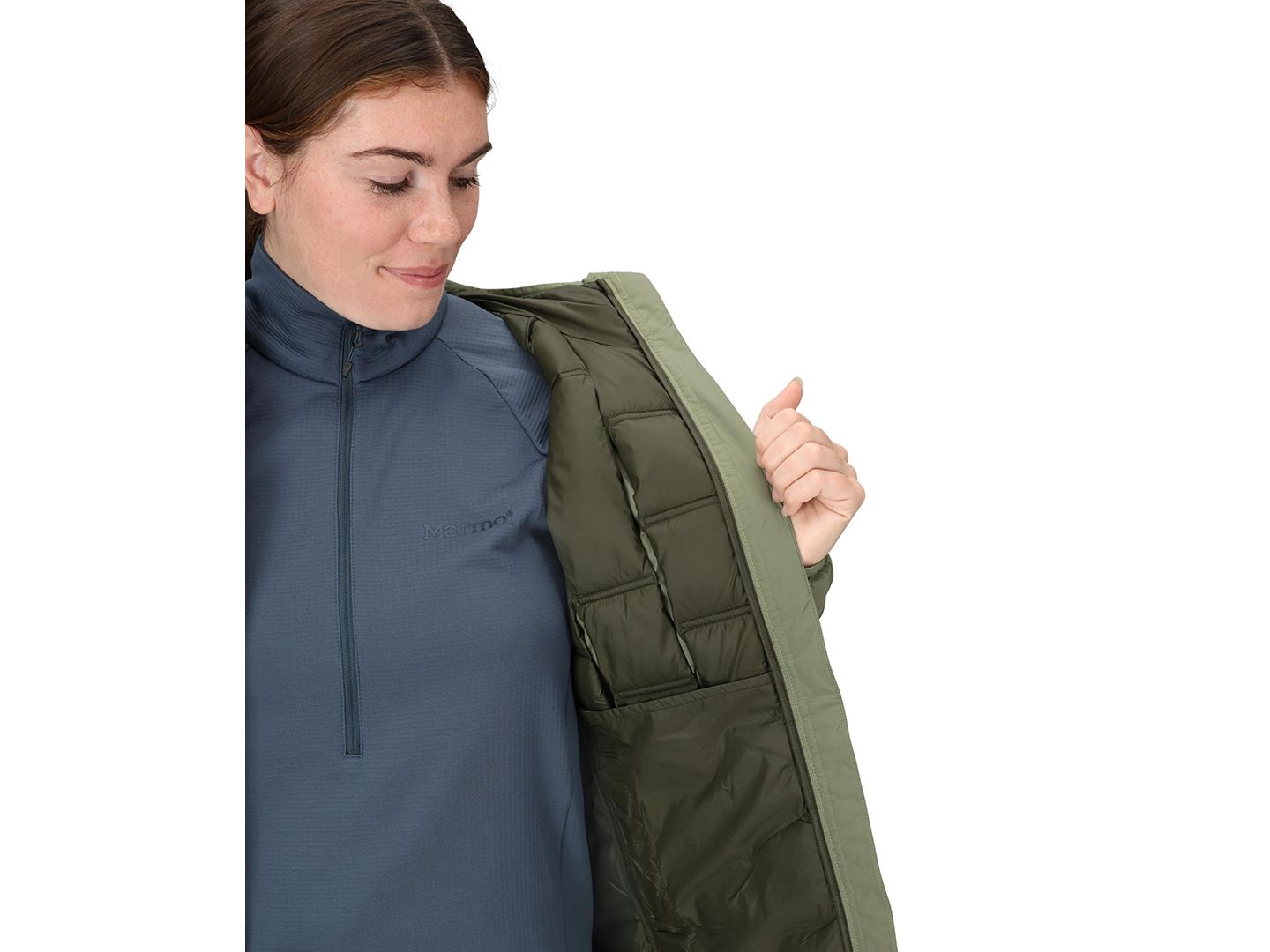 Женские куртки Marmot WarmCube® Active Novus Hoody, цвет: Оливковый — фото 4