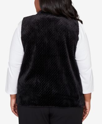 Plus Size Barcelona Plush Fleece Lined Mock Neck Vest