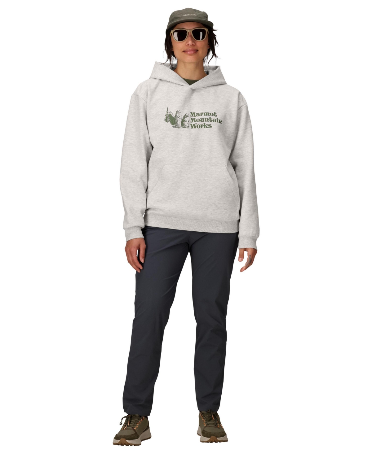 Marmot Women's Mmw Logo-print Ribbed-trim Hoodie In Gray