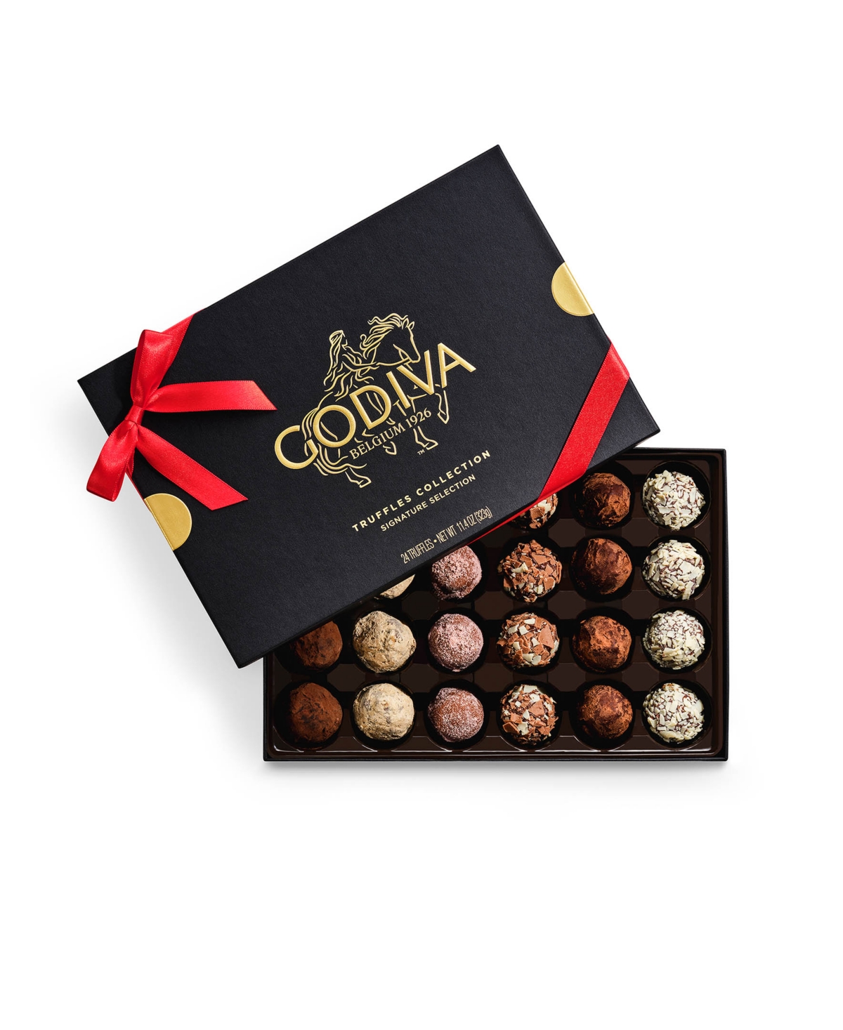 Godiva Signature Truffles Assorted Chocolate Gift Box with Red Ribbon, 24 Pieces