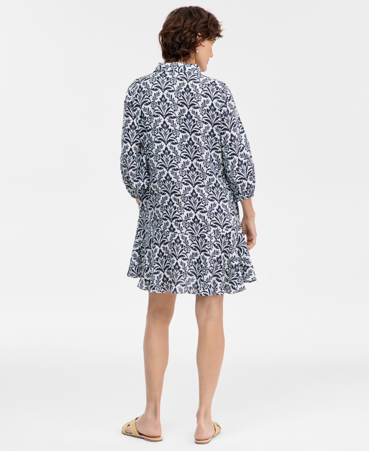 Charter Club Petite 3/4-Sleeve Mini Shirt Dress, Macy's Exclusive