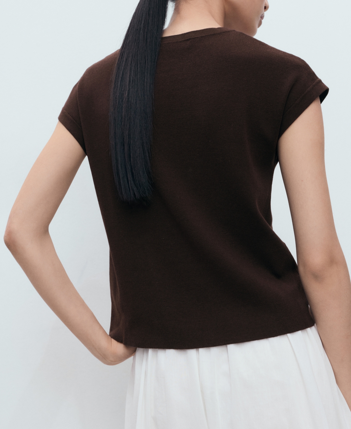 Mango Women's Short-sleeved Knitted Cotton Sweater In Black