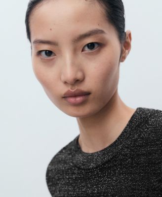 Women's Short-Sleeved Lurex Sweater