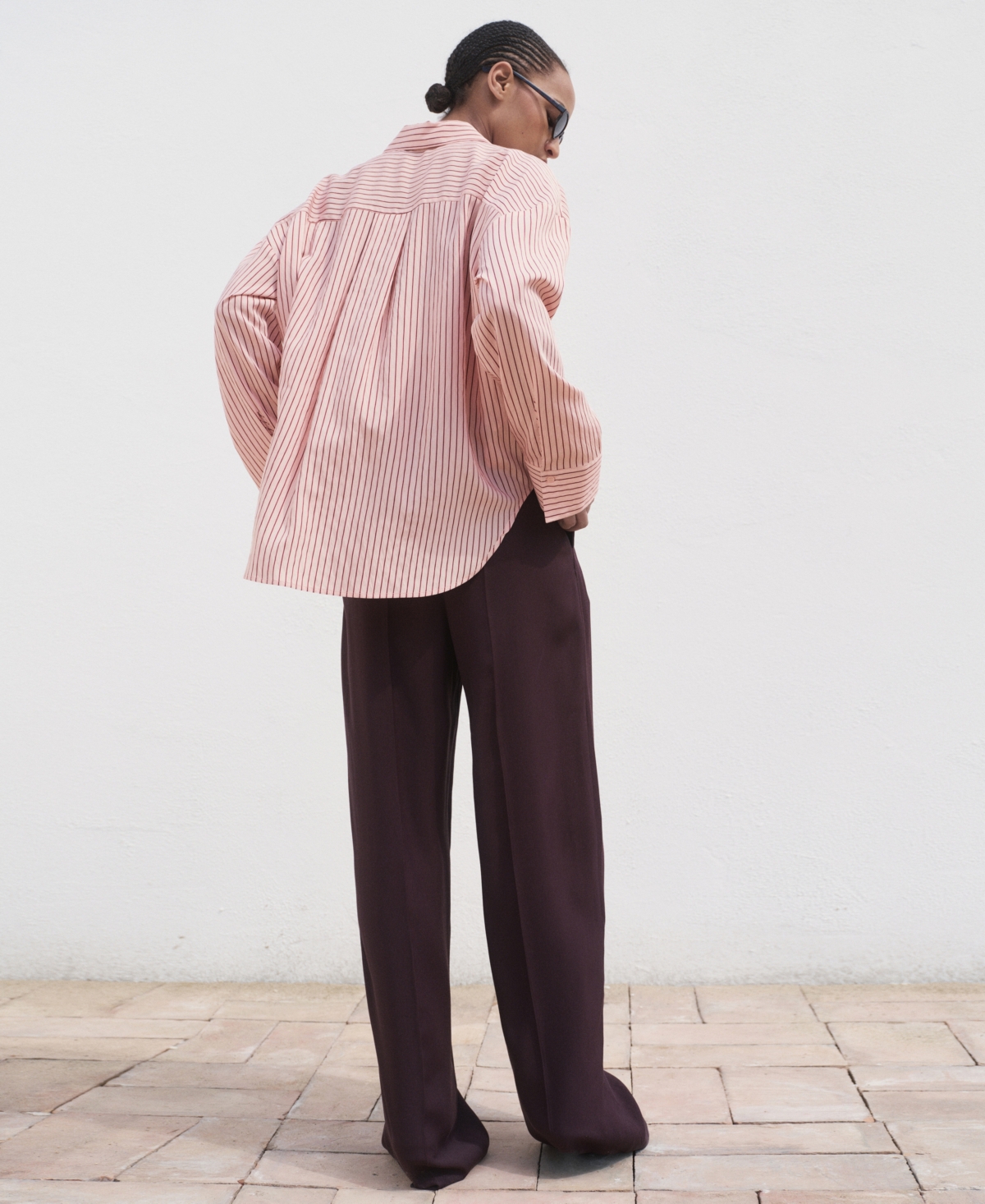 Mango Oversize Striped Shirt In Pink