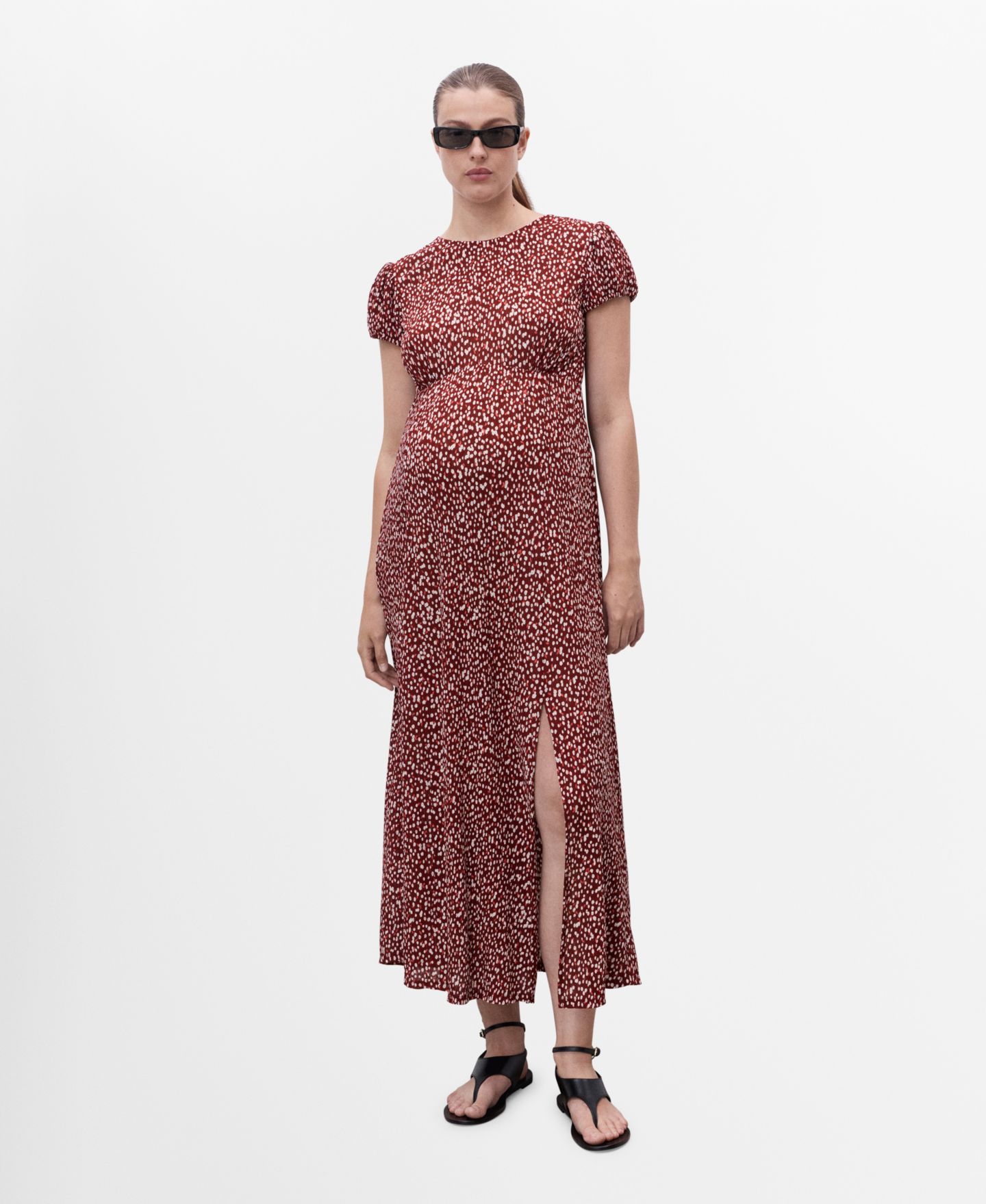 Женское платье Mango Floral-Print Maternity, цвет: Бордовый — фото 1
