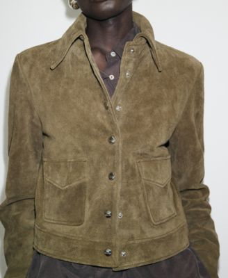 Women's Buttons Suede Leather Jacket