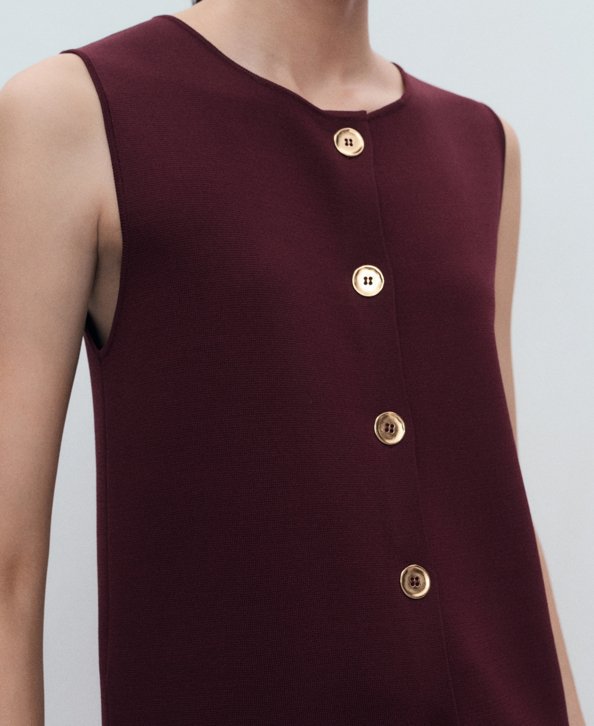 Mango Button Front Fine Knit Vest In Red
