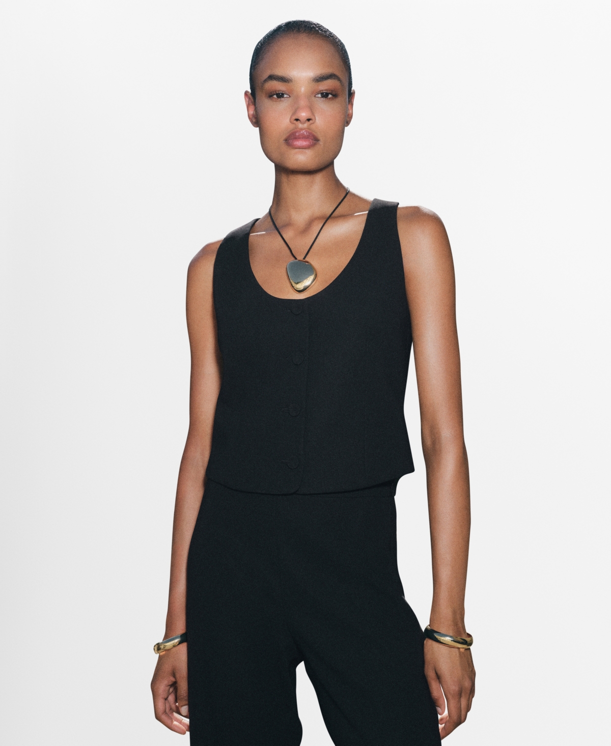 Mango Women's Buttons Suit Vest In Black