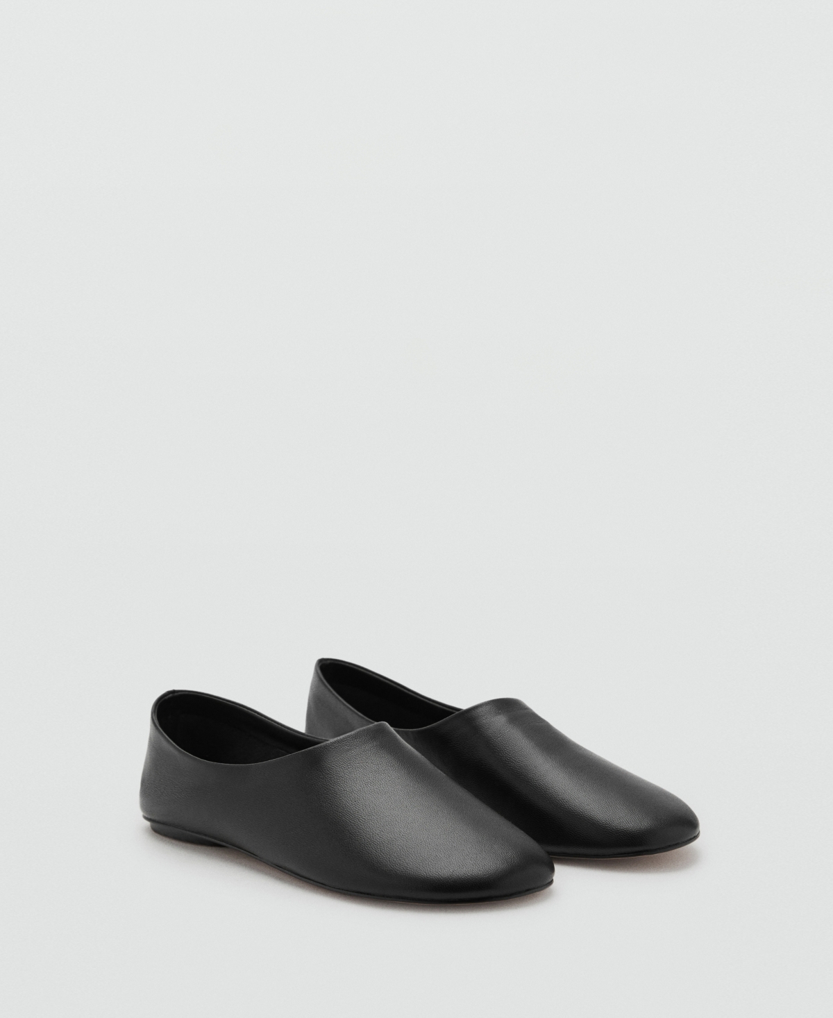 Mango Women's Leather Flat Shoes In Black
