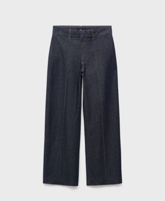 Women's Stitching Detail High-Waisted Culotte Jeans