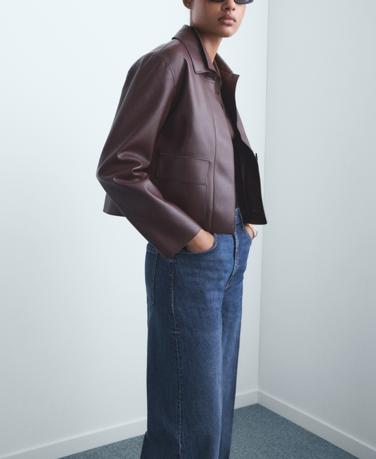 Mango Elise High Waist Wide Leg Jeans In Blue