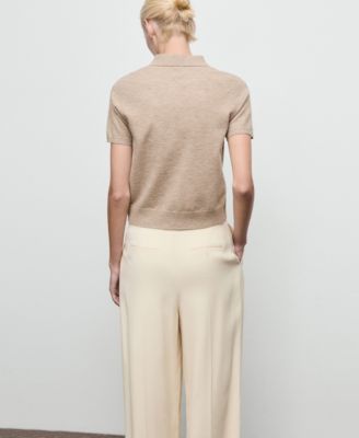 Women's Diamond-Print Polo-Neck Sweater