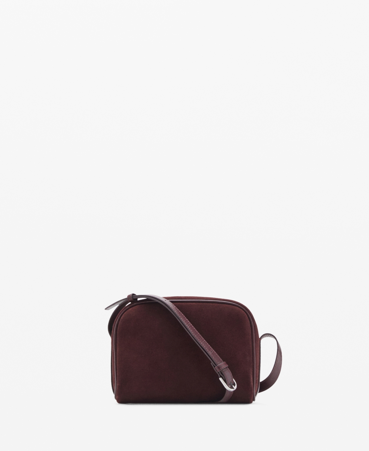 Mango Women's Suede Leather Shoulder Bag In Burgundy