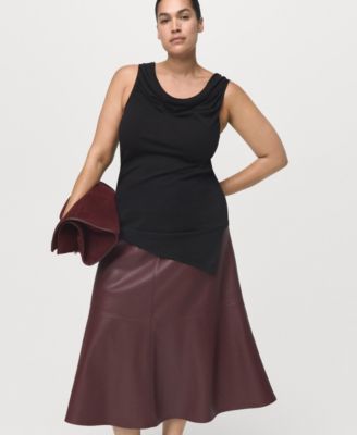 Women's Leather-Effect Midi Skirt
