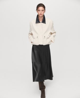 Women's Leather-Effect Midi Skirt