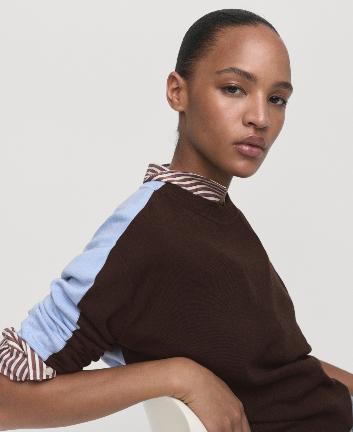 Mango Women's Combined-design Sweater In Brown