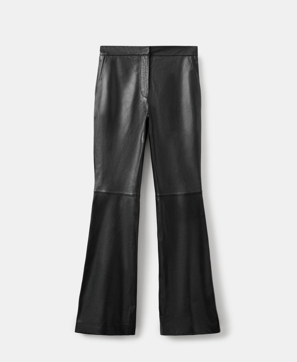Mango Leather Flare Leg Pants In Black