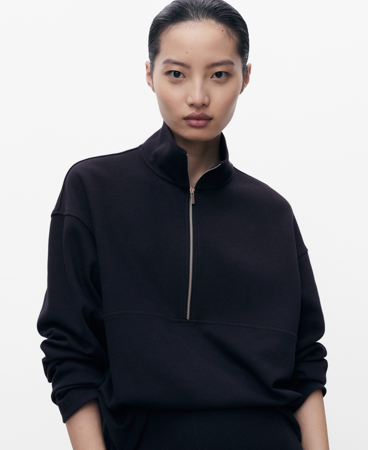 Mango Women's Turtleneck Zipper Sweatshirt